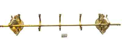 Vintage 39" Brass Horse Head Coat Rack Wall Hook Jacket Scarf Hat Hanger Western