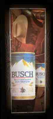 VINTAGE 1979 BUSCH ELECTRIC LIGHT BEER SIGN BUDWEISER ST. LOUIS MO COWBOY HAT