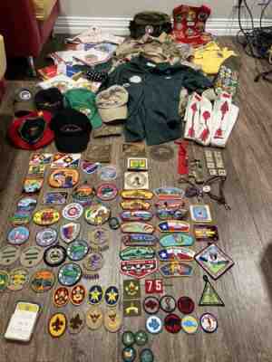 Huge Lot Vintage BSA Boy Scout Cub Patches Shirts Badges Hats Bandanas Eagle