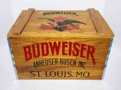 VINTAGE ANHEUSER BUSCH BUDWEISER BEER WOOD CRATE CASE w/ LID 1876