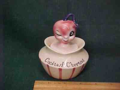 Vintage 1950's 1960's Holt Howard Pixieware Cocktail Cherries Jar with Spoon Lid