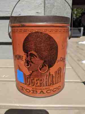 Vintage Antique Pre- Bigger Hair Tobacco Tin Original Lid & Bail RARE EMPTY !