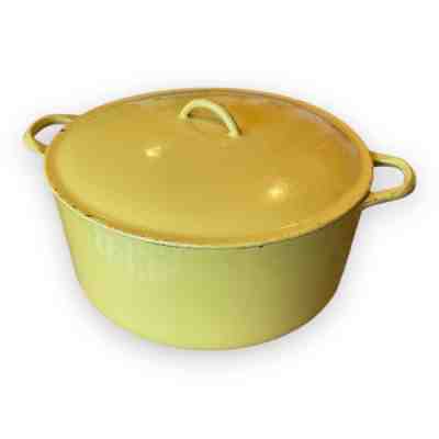 Descoware Belgium Cast Iron Enamel Dutch Oven 2H FE Vintage Yellow XL