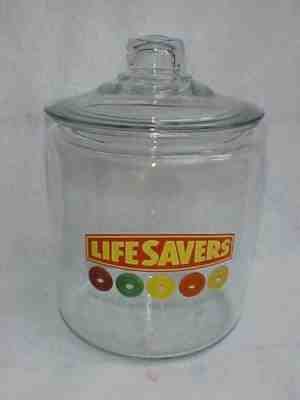 Vintage Lifesavers candy / peanut jar w/ Lid, Tom's / Lance Store,Gordons