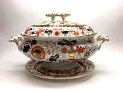Vintage ASHWORTH BROS. Real Ironstone China Soup Tureen & Plate