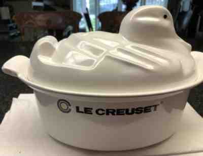 Vintage Extremely Rare LeCreuset Duck Terrine Cast Iron Pot White