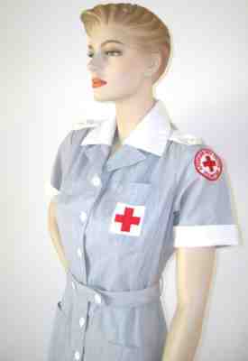 WWII VINTAGE 1940s AMERICAN RED CROSS UNIFORM VOLUNTEER NURSE MILITARY DRESS HAT
