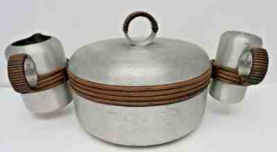 RARE VINTAGE RUSSEL WRIGHT SPUN ALUMINUM SPAGHETTI SET - USED