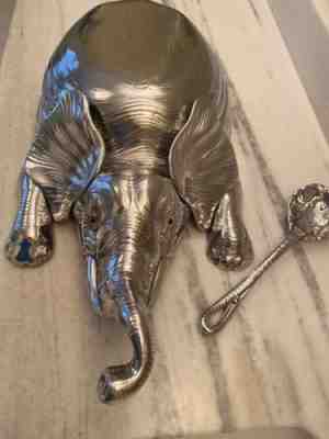 Large vintage Arthur Court Elephant Serving Tray with lid and serving spoon