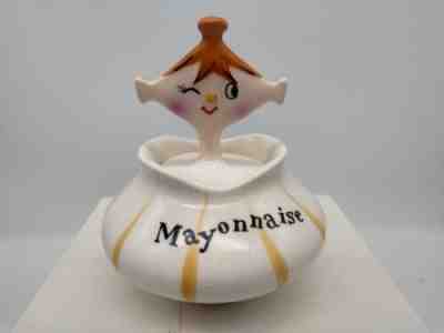 Vintage Lefton Holt Howard Pixieware Mayonnaise Condiment Jar and Lid 1959