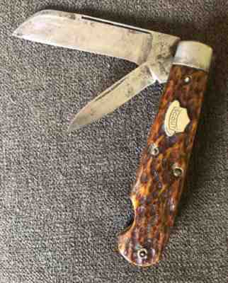 OLD ANTIQUE VINTAGE REMINGTON EASY OPEN SCOUT HAT SHIELD KNIFE
