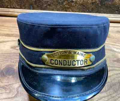 Vintage BOSTON & MAINE RAILROAD CONDUCTOR HAT / Antique Train Conductors Hat