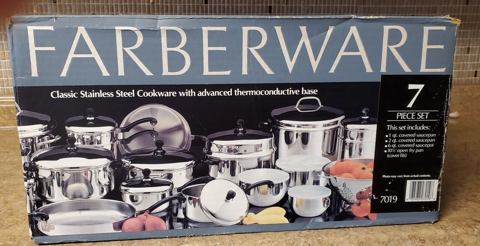 Vintage NEW Farberware 7 Piece Set Aluminum Clad Stainless Steel Pans Pots Lids