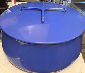 Vintage Dansk Kobenstyle 12”x 5” Round Dutch Oven 8 Qt Blue Enameled Pot