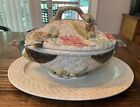 Vintage Fitz & Floyd Ceramic Pheasant Soup Tureen With Lid, Platter And Ladle