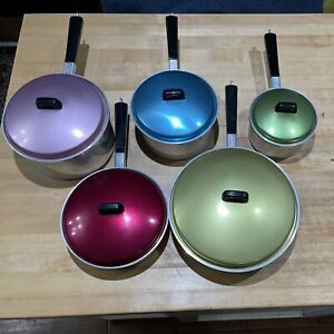 Vintage West Bend Cookware Aluminum Rainbow Set Flavo Seal Mid Century Rare HTF