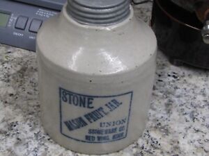 VINTAGE RED WING STONE MASON 1/2GL FRUIT JAR W/LID