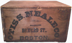 OTIS S. NEALE BREWING CO BOSTON 19TH C ANTIQUE INK STMPD WDN BEER AD CRATE W/LID