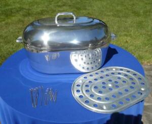 VTG MAGNALITE GHC ALUMINUM TURKEY ROASTER DUTCH OVEN 17 QT w LID & TRIVET