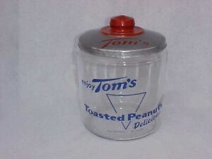 Vintage Tom's Peanut Blue Jar w/ Tom's Tin Lid, Lance Store Gordon's