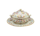 Rare Kalk Floral Tureen with Underplate Porcelain Large Crossed Arrows