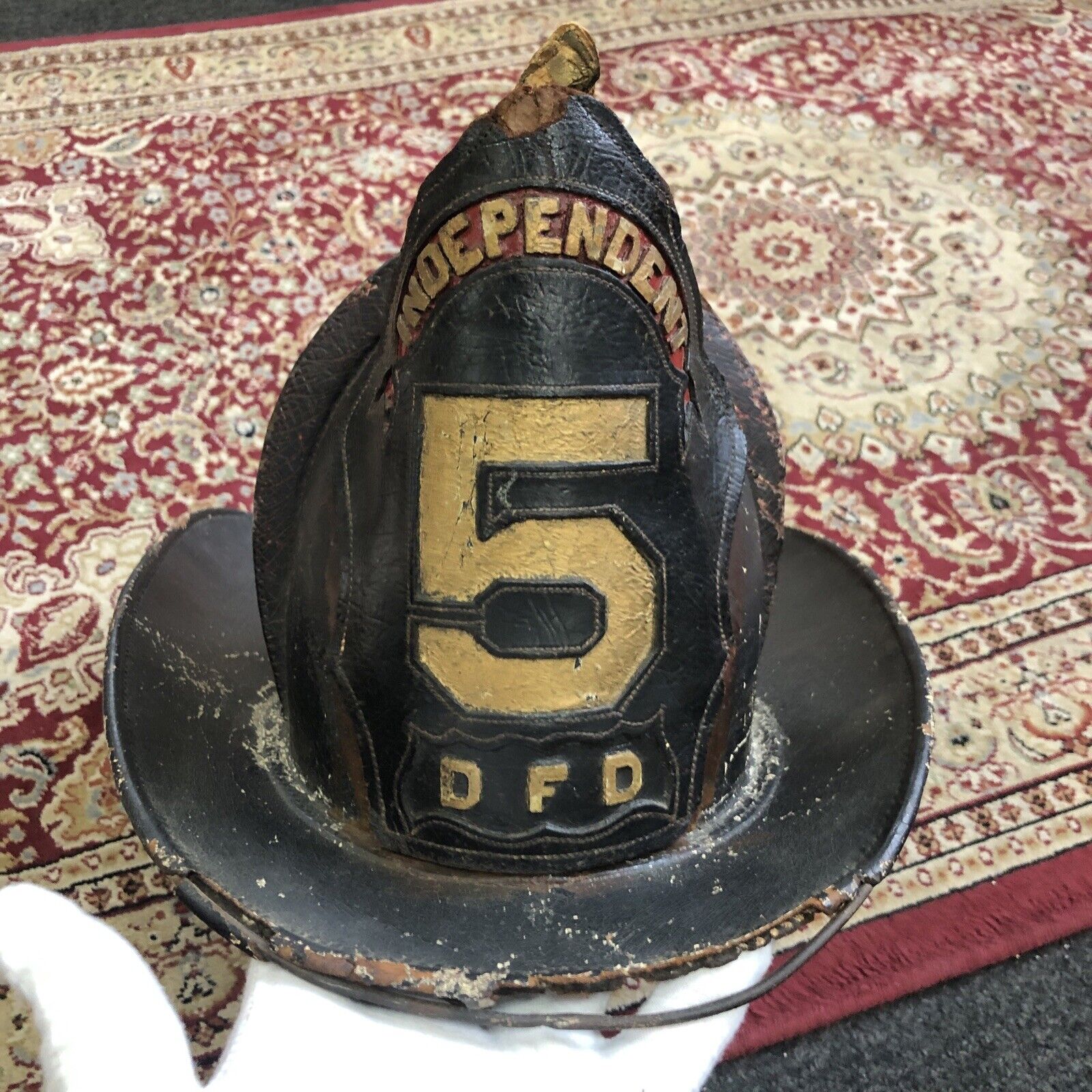 1924 DFD Fire Helmet #5 Vintage Firefighter Hose #8 Firemans Hat ?