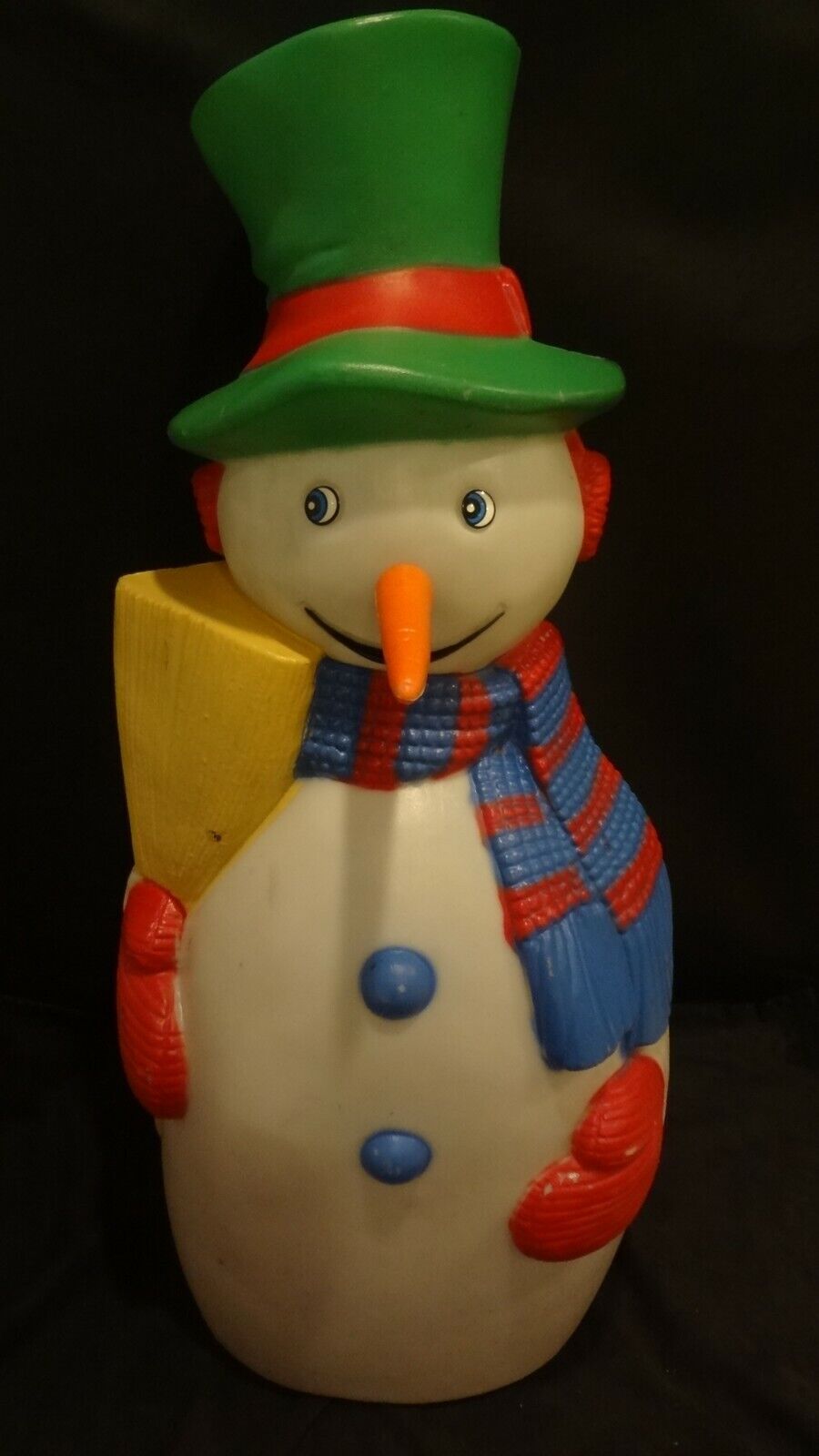 VTG SNOWMAN BLOW MOLD 1988 TPI 41" CHRISTMAS LAWN Decor HAT Broom Carrot NOSE