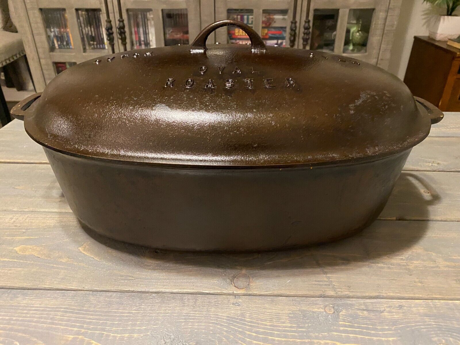 Huge Griswold No. 9 Cast Iron Oval Roaster Dutch Oven 649