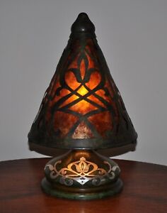 Rare Arts and Crafts Heintz Lamp "Witch's Hat" Sterling over Bronze