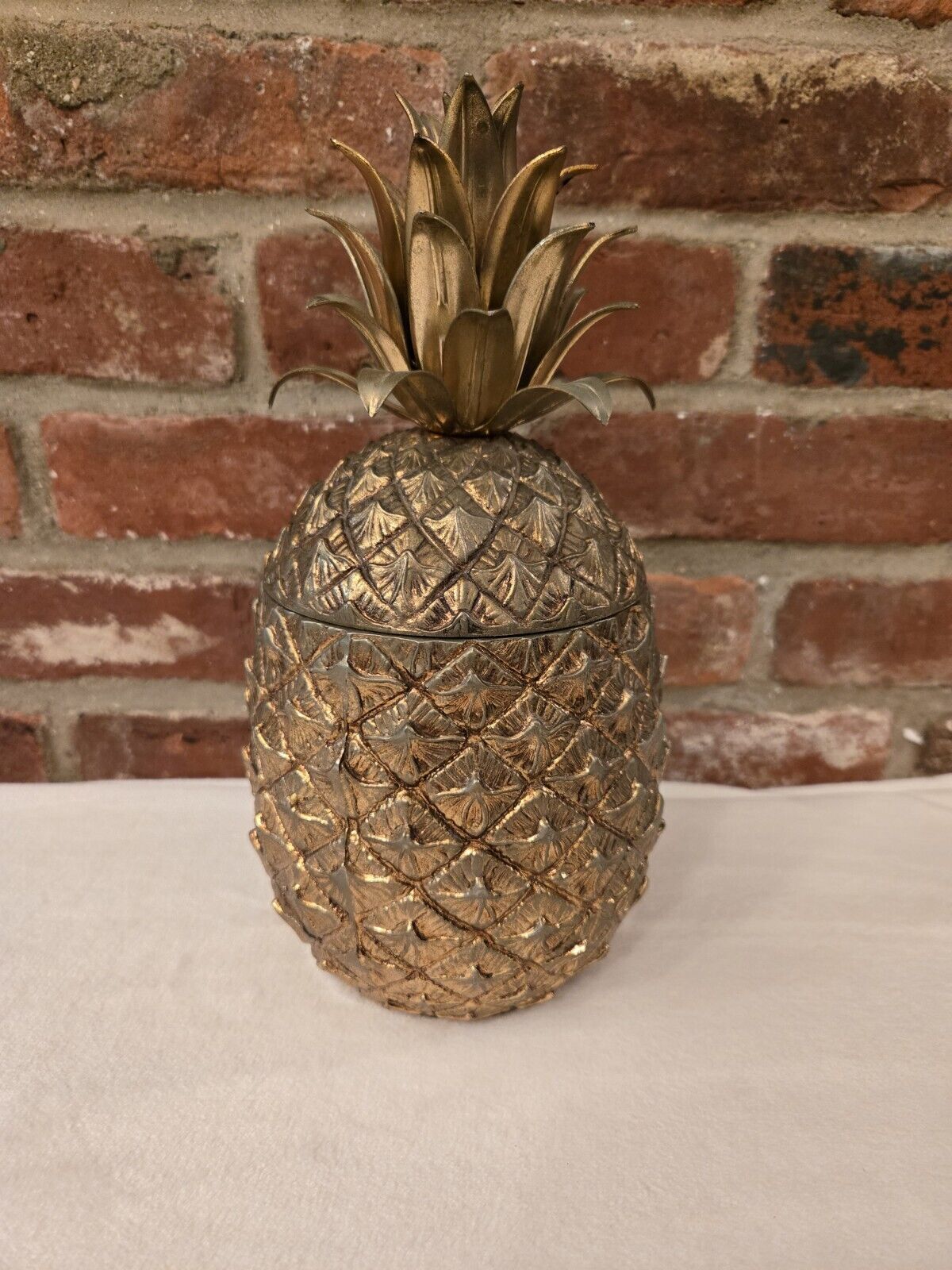 Vintage Italian Mauro Manetti Silver & Gold Tone Pineapple Ice Bucket 1970's Bar