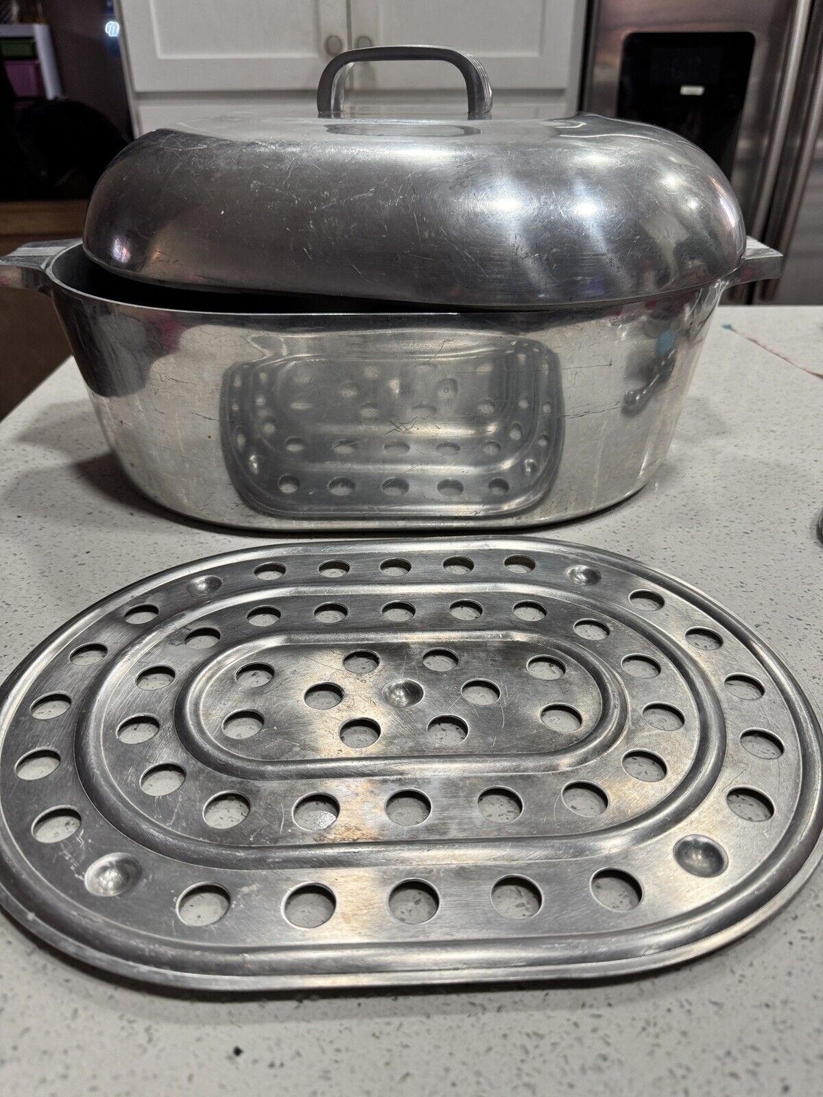 Vintage Magnalite SidneyO WagnerWare 4267 Roaster 13QT Oval Pan W/lid And Trivet