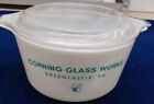 Vintage Employee Promotional Pyrex/ Corning Glass Works Small Casserole W/ Lid