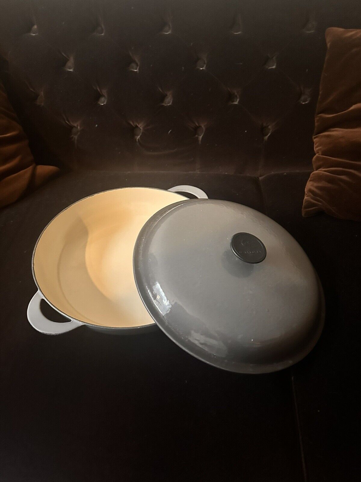 Vintage Le Creuset #30 Grey Cast Iron Braiser Shallow Pan w/ Lid 12” 3.5 QT