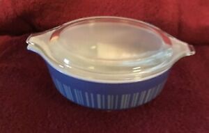 Vintage 1966 PYREX Blue Barcode #471 Casserole Dish 1 PT With 470c Lid