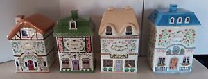 VINTAGE LENOX CANTERBURY CROSSING CANISTER SET + COFFEE + SUGAR +TEA+ FLOUR 1995