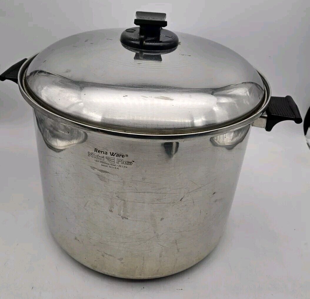 Vtg Rena Ware 22 L Liter Stock Pot 18/8 Stainless Steel - Made in USA