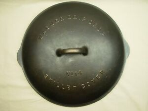 Very Nice Large Vintage Wagner Drip Drop No 14 Cast Iron Skillet Cover Lid 1074