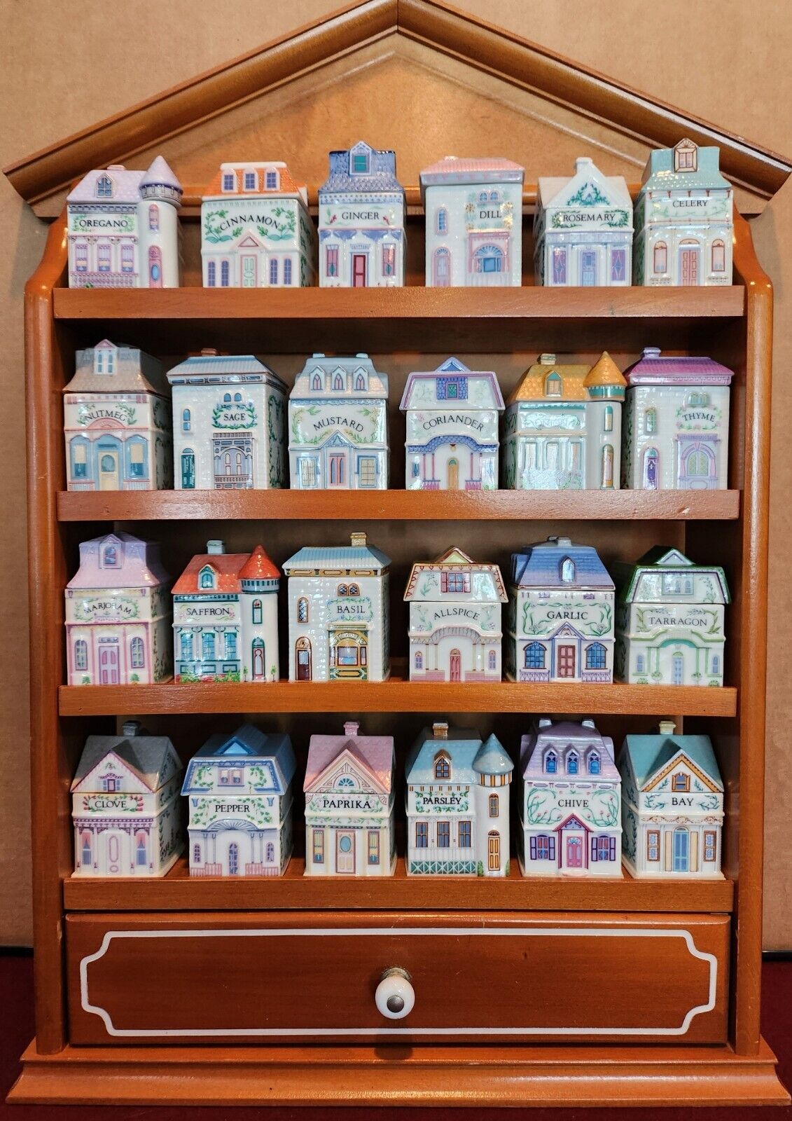 The Lenox Spice Village Complete 1989 Set of 24 Jars w/ original rack