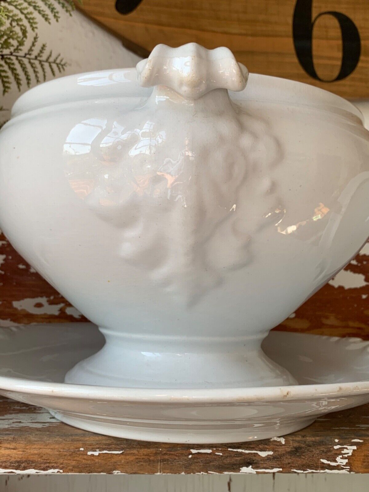 Petrus Regout Maastricht ANTIQUE IRONSTONE Tureen Ladle Underplate Finial PATINA