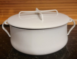 Vintage Dansk Kobenstyle White 6 Quart Covered Stock Pot Enamelware IHQ France