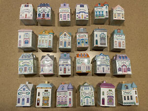 1989 Lenox Village Houses Spice Jars Complete Set 24 Unused Vintage Bonus + Lid