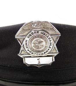 VTG John Deere Malleable Watchman Illinois Plant Security Cap Obsolete Badge Hat