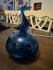 Viking Glass Ultra Rare Bluenique Candy Dish Lid Lidded Bubble Heart Duck Vintag