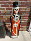 Rare Vintage Don Featherstone Blow Mold Skeleton Orange Halloween Top Hat