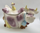 Super Rare Vintage Brush W10 Purple Cow & Cat Pottery Cookie Jar