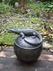 MAITLAND SMITH VINTAGE HAMMERED "CROC" POT WITH LID.