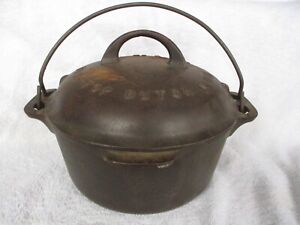 1920 Griswold No. 6 Tite-Top 2605A Cast Iron Dutch Oven Block Logo w/2606A LID