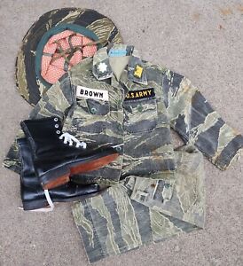 New ListingVTG Vietnam War Tiger Stripe Camo Children's Uniform Shirt Pants Hat Boots