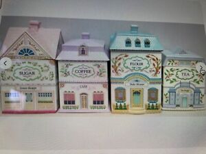 NIB Vintage Lenox Collectible 1990 Three Victorian Village Porcelain Canisters