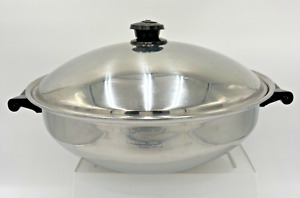 SaladMaster Wok Paella Pot Pan Vintage T304S 5 Ply Surgical Stainless Steel Lid